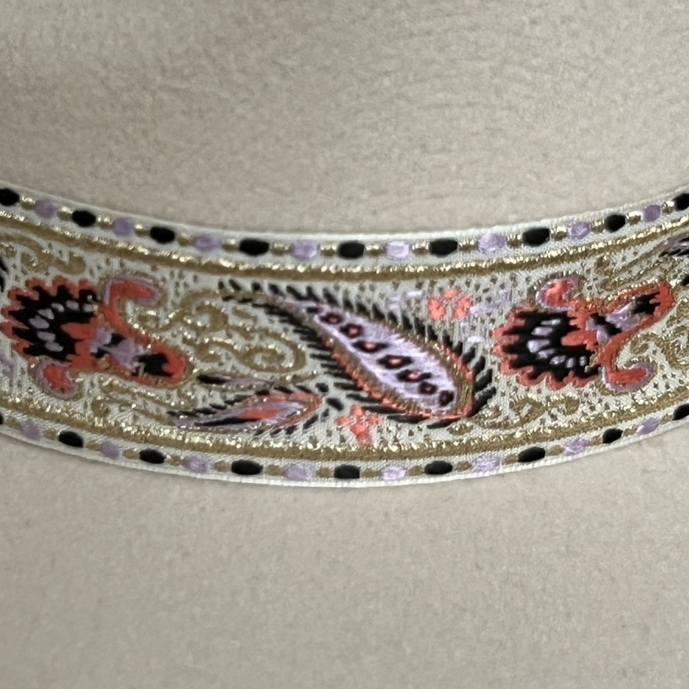 ALTAR’D STATE wide brim western hat cream pink & purple floral band NWT - Picture 10 of 10